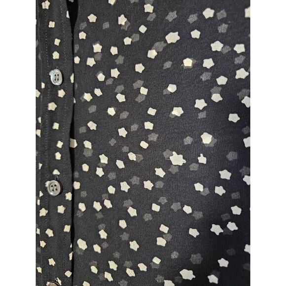 Theory SzP Black 100% Silk w cream dot pattern. Lightweight. Sheer. Career. Work - Picture 11 of 13